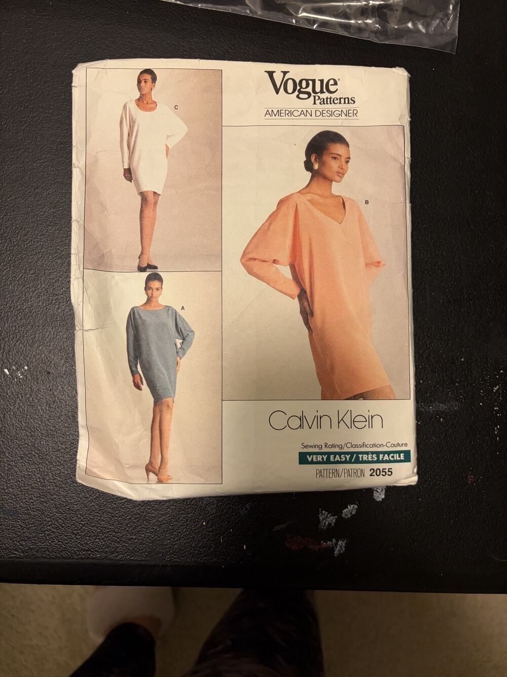 Vogue Women's Sewing Pattern Pullover Dress 2055 Calvin Klein P-S-M UNCUT